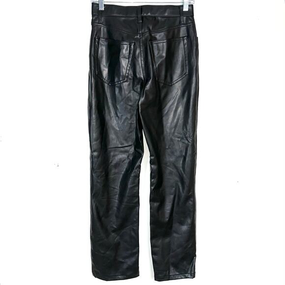 Abercrombie & Fitch The 90s Straight Ultra High Rise Black Faux Leather Pants 4 - Picture 9 of 16